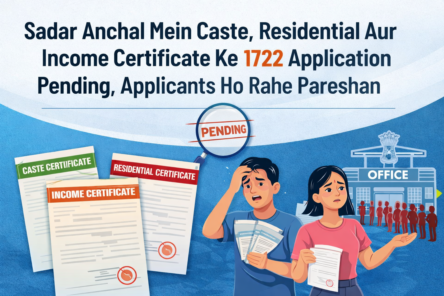 Sadar Anchal Mein Caste, Residential Aur Income Certificate Ke 1722 Application Pending, Applicants Ho Rahe Pareshan
